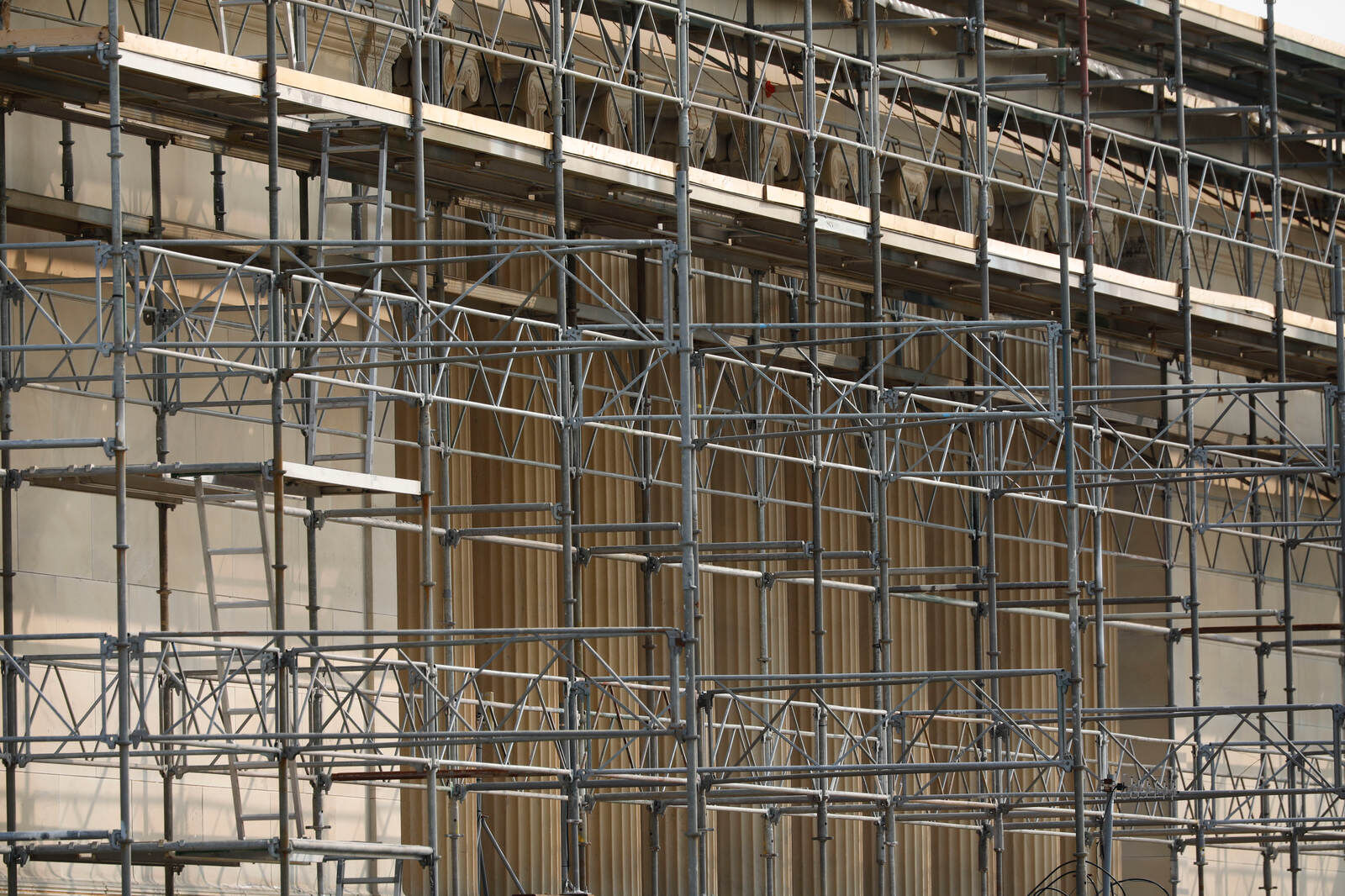Surrounded by scaffolding